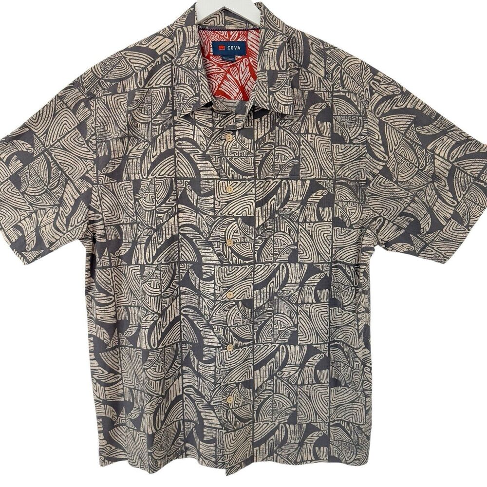 Cova Shirt Tribal Tropical Coastal Short Sleeve Tencel Cotton Tribal XXL EUC